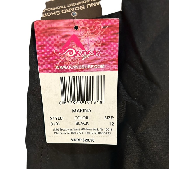 NWT Kanu Surf Women's Black Stretch Board Shorts Swim Bottom Size 12 - Picture 6 of 10